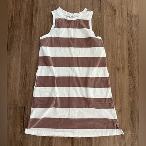 Old Navy Cream and Brown Striped TShirt Dress